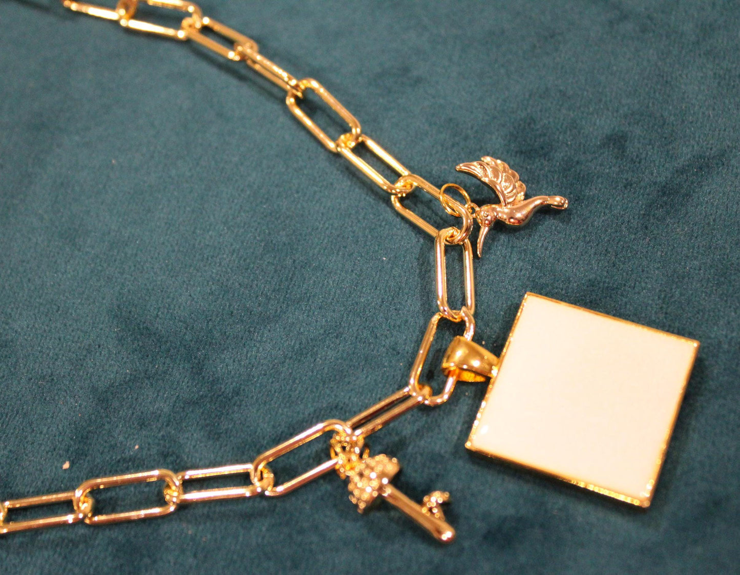 Large Square 3 Charm Keepsake Necklace | made with breastmilk, formula, or ashes