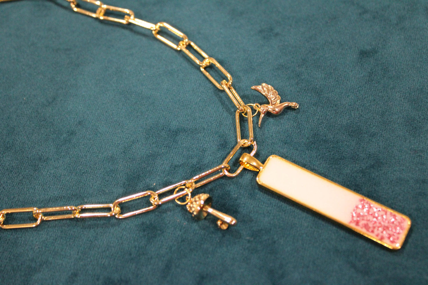 Large Rectangle 5 Charm Keepsake Necklace | made with breastmilk, formula, or ashes