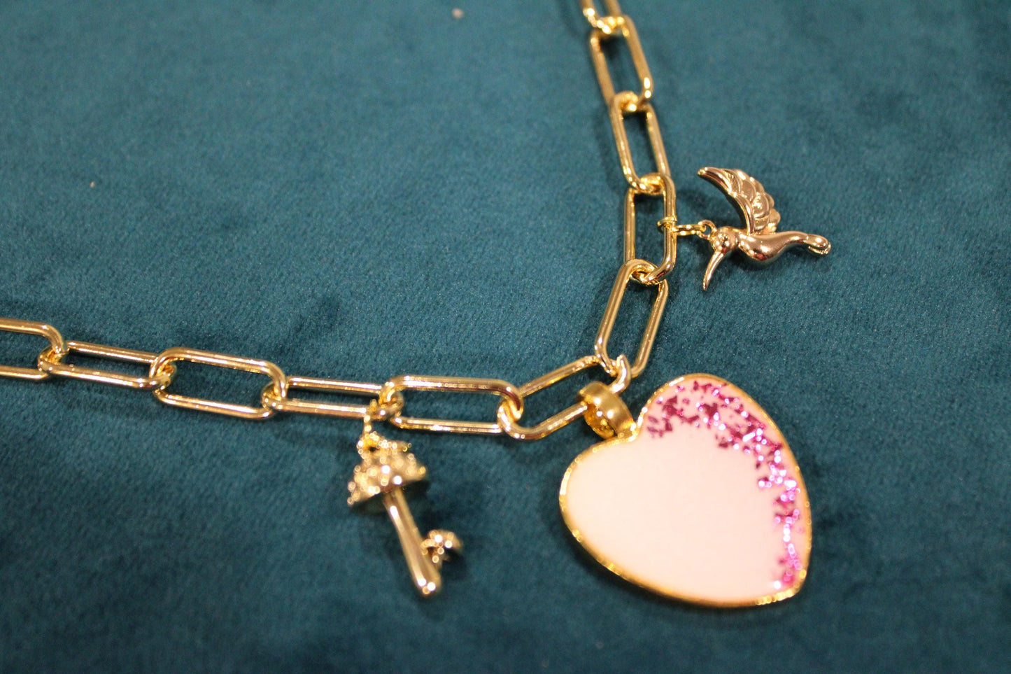 Large Heart 5 Charm Keepsake Necklace | made with breastmilk, formula, or ashes