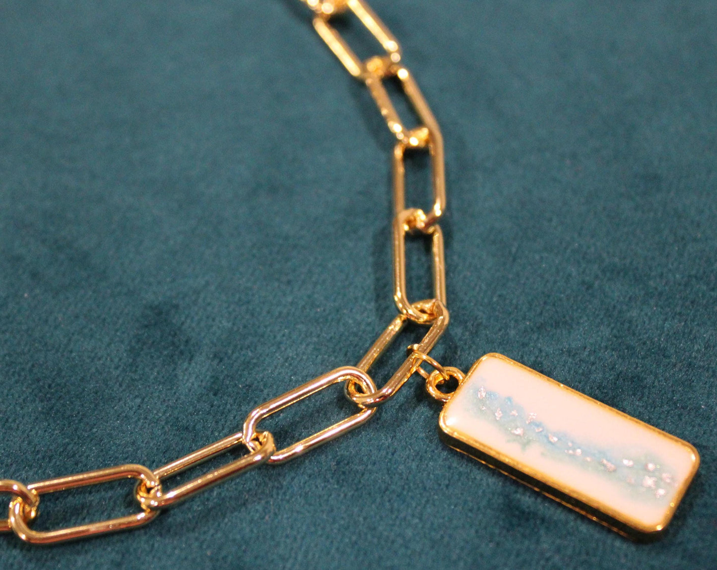Small Rectangle Single Charm Keepsake Necklace | made with breastmilk, formula, or ashes