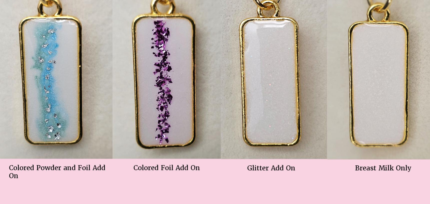 Small Rectangle 3 Charm Keepsake Necklace | made with breastmilk, formula, or ashes