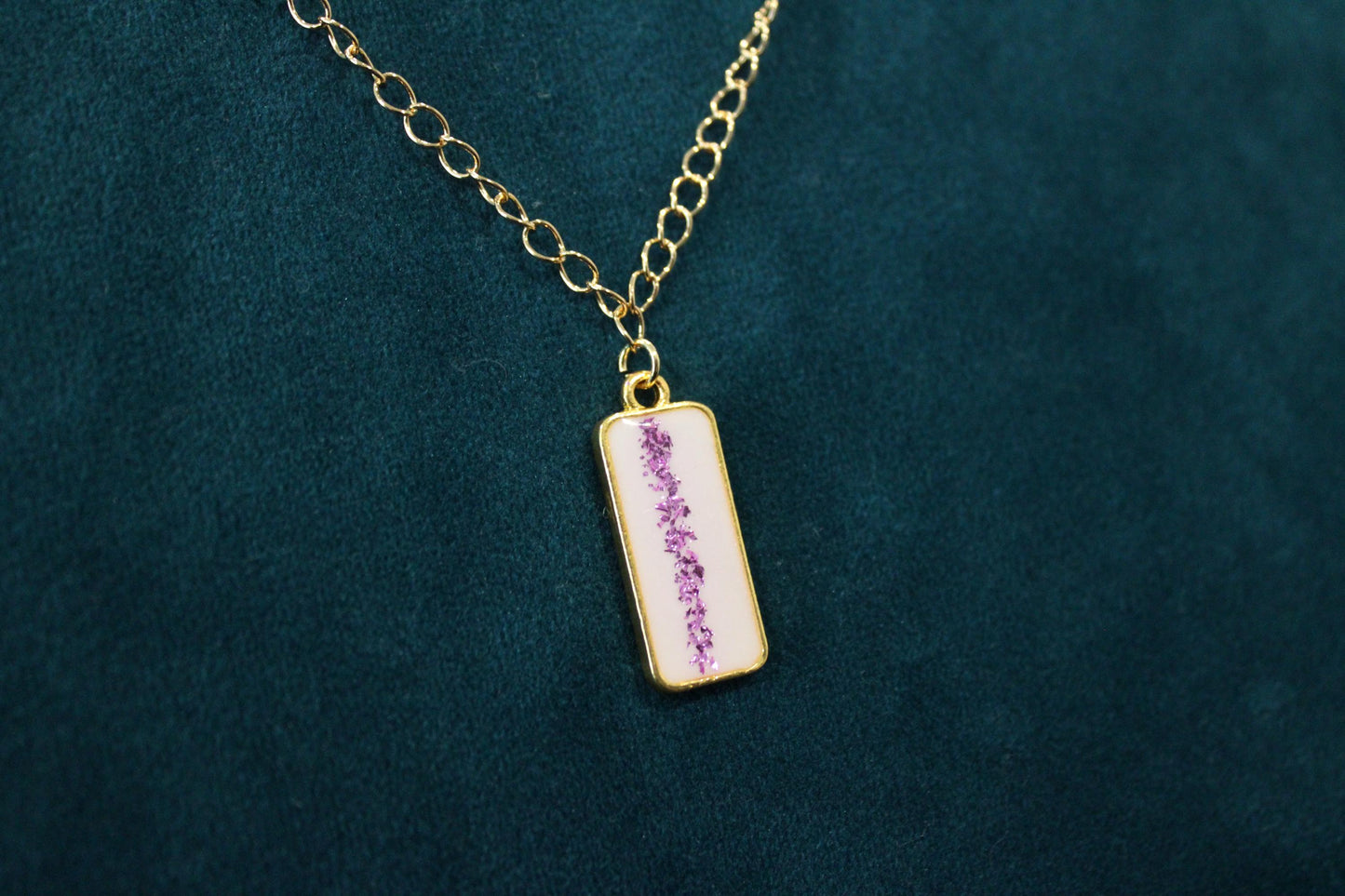 Small Rectangle Single Charm Keepsake Necklace | made with breastmilk, formula, or ashes