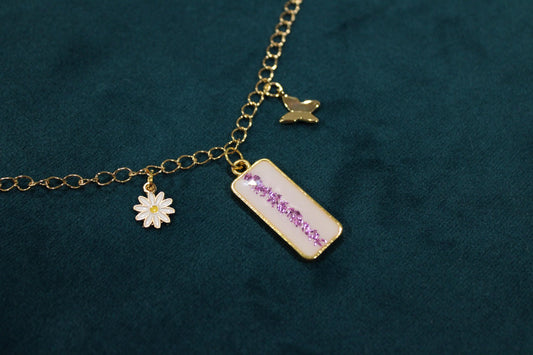 Small Rectangle 3 Charm Keepsake Necklace | made with breastmilk, formula, or ashes