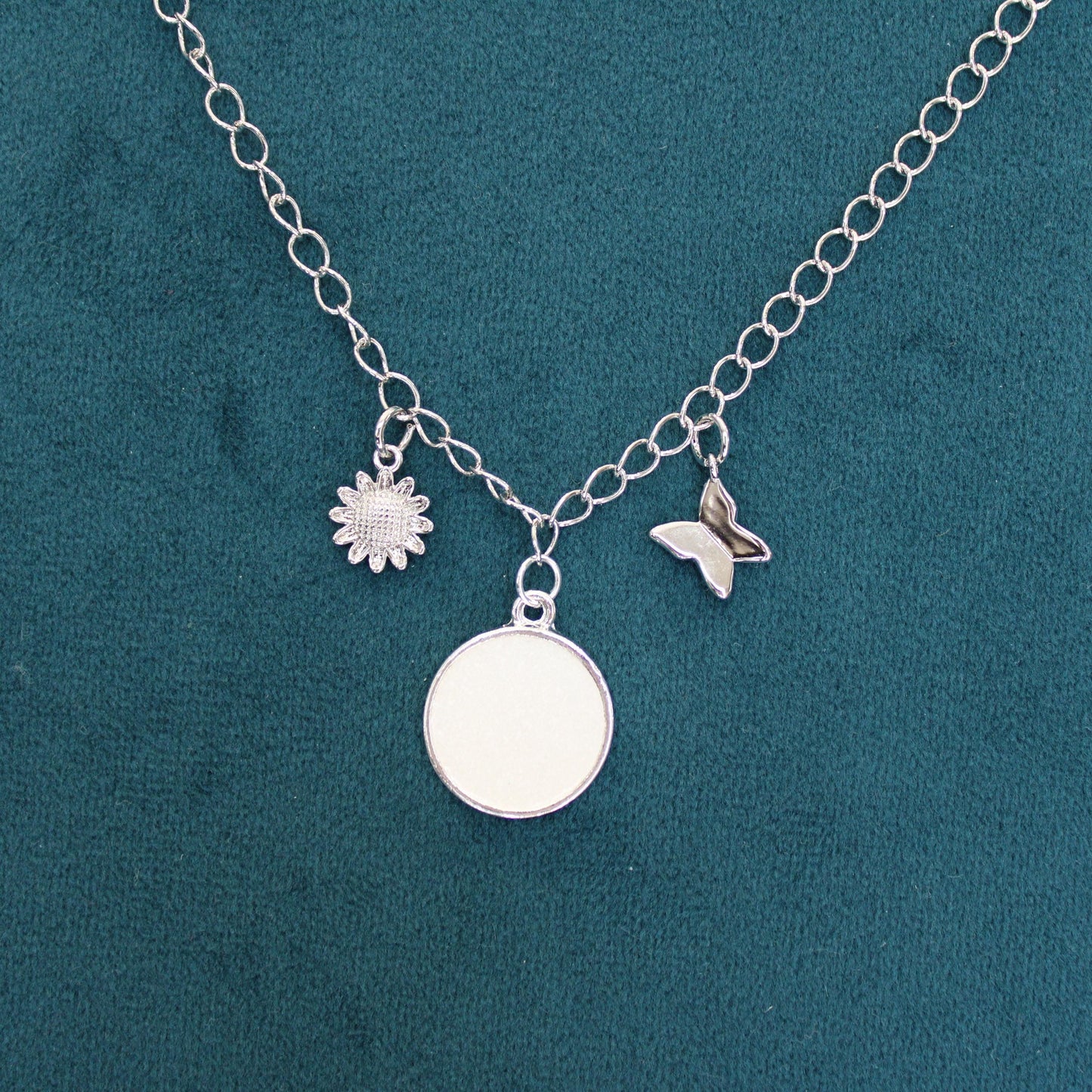 Silver Small Circle 3 Charm Keepsake Necklace | made with breastmilk, formula, or ashes