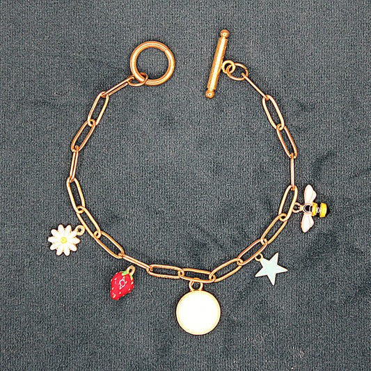 Gold 5 Charm Keepsake Bracelet | made with breastmilk, formula, or ashes