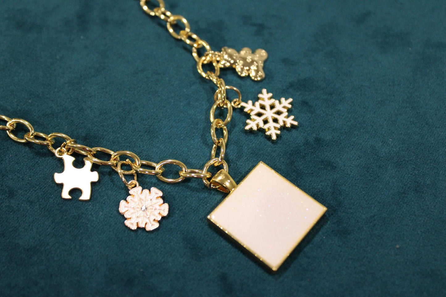 Large Square 5 Charm Keepsake Necklace | made with breastmilk, formula, or ashes