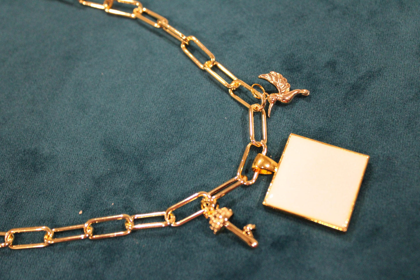 Large Square 5 Charm Keepsake Necklace | made with breastmilk, formula, or ashes