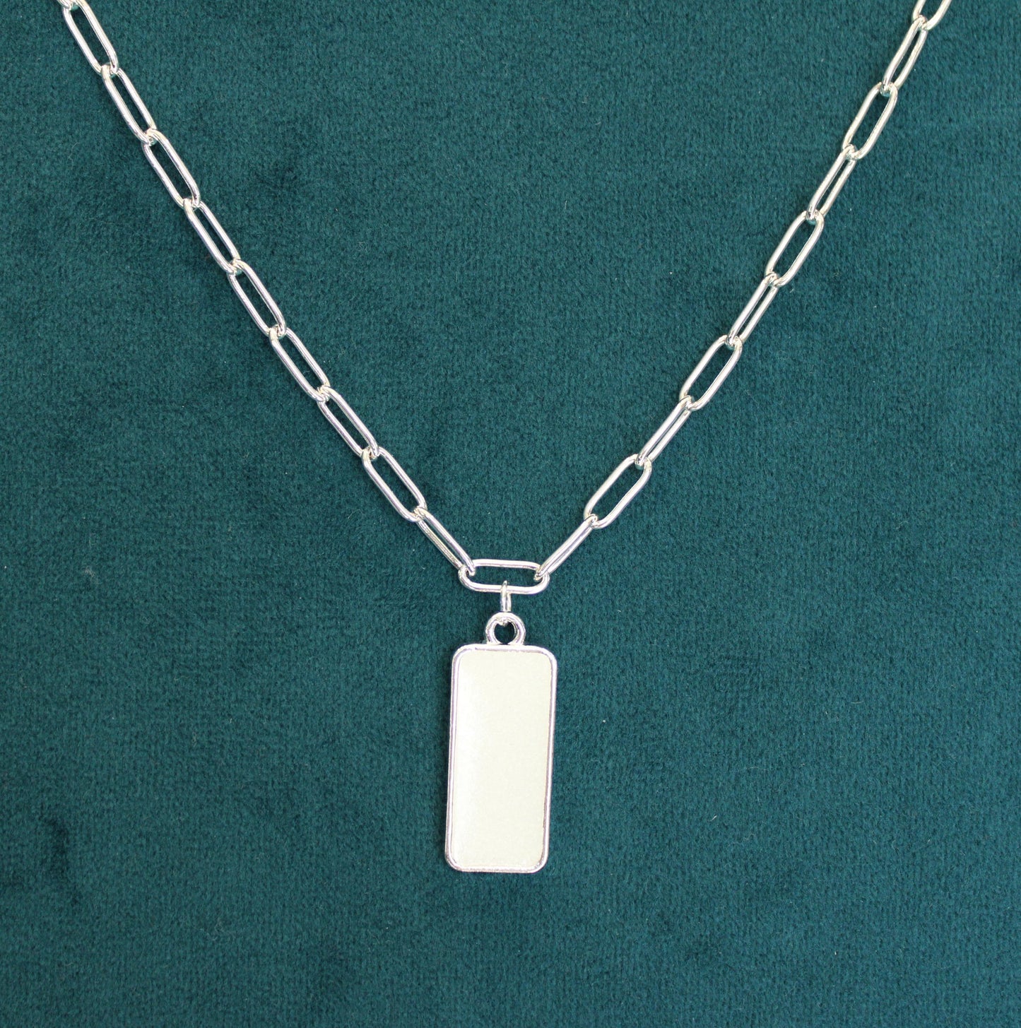 Silver Small Rectangle Single Charm Keepsake Necklace | made with breastmilk, formula, or ashes