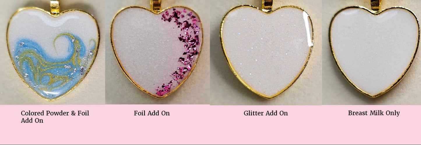 Large Heart 3 Charm Keepsake Necklace | made with breastmilk, formula, or ashes