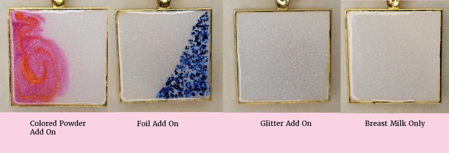 Large Square 3 Charm Keepsake Necklace | made with breastmilk, formula, or ashes