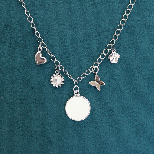 Silver Small Circle 5 Charm Keepsake Necklace | made with breastmilk, formula, or ashes