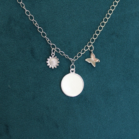 Silver Small Circle 3 Charm Keepsake Necklace | made with breastmilk, formula, or ashes