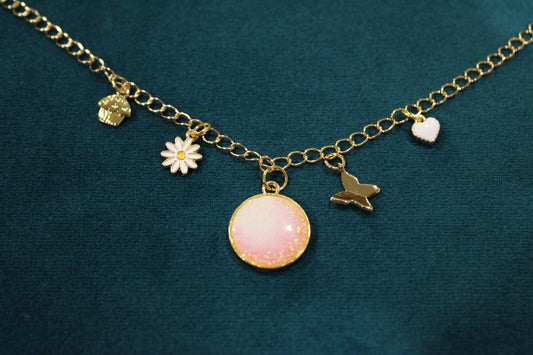 Small Circle 5 Charm Keepsake Necklace | made with breastmilk, formula, or ashes