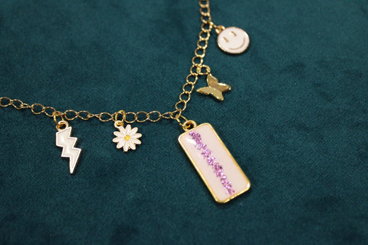 Small Rectangle 5 Charm Keepsake Necklace | made with breastmilk, formula, or ashes
