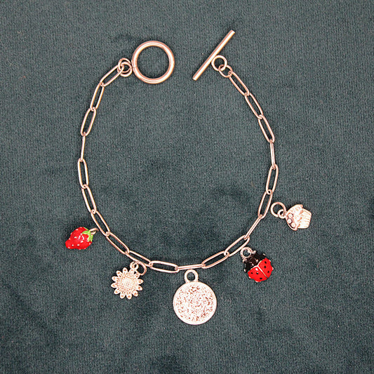 Silver 5 Charm Keepsake Bracelet | made with breastmilk, formula, or ashes
