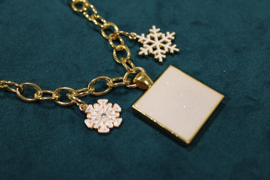 Large Square 3 Charm Keepsake Necklace | made with breastmilk, formula, or ashes