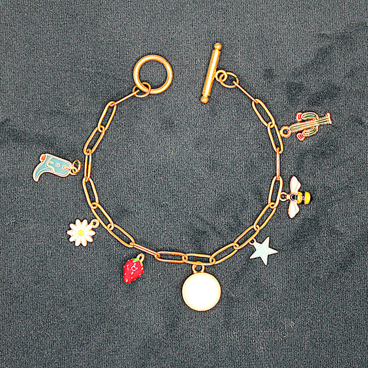 Gold 7 Charm Keepsake Bracelet | made with breastmilk, formula, or ashes