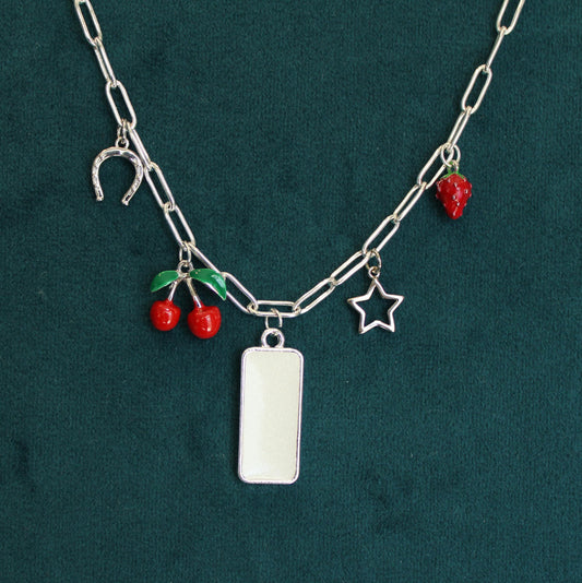Silver Small Rectangle 5 Charm Keepsake Necklace | made with breastmilk, formula, or ashes