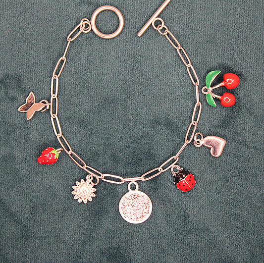 Silver 7 Charm Keepsake Bracelet | made with breastmilk, formula, or ashes